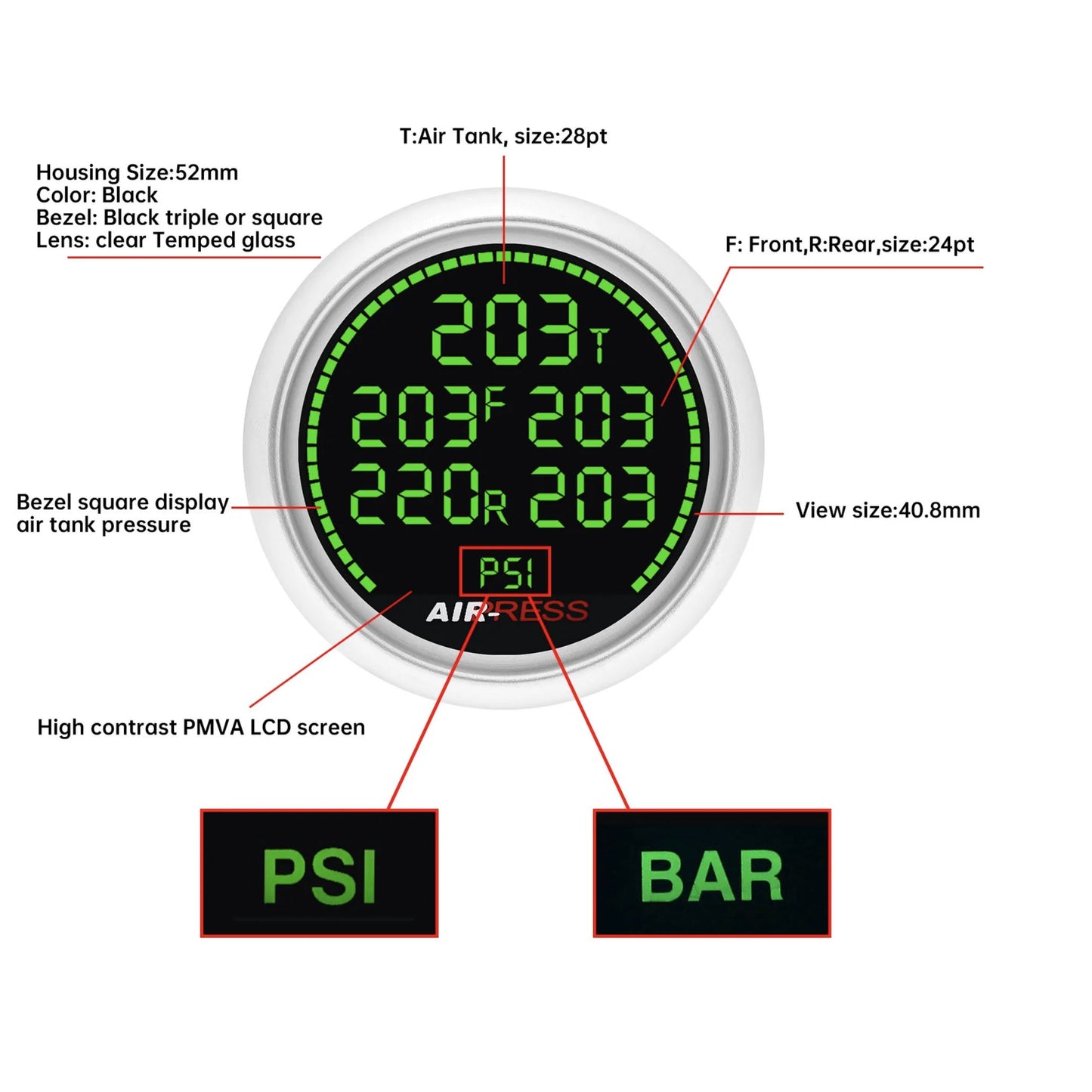 LED DIGITAL GAUGE x5 READOUT - Boss Air Suspension