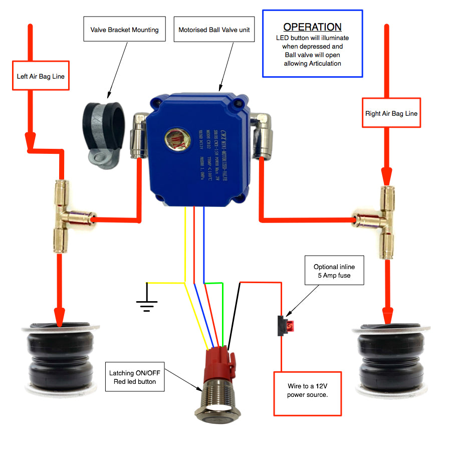 Electric Articulation Kit for Air Bypass Airbag Suspension - Boss Air Suspension