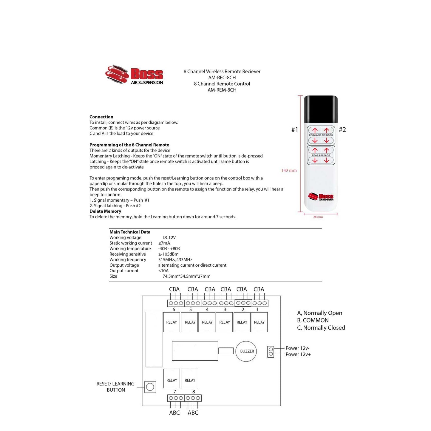 8 Channel Remote Air Suspension Controller - Boss Air Suspension