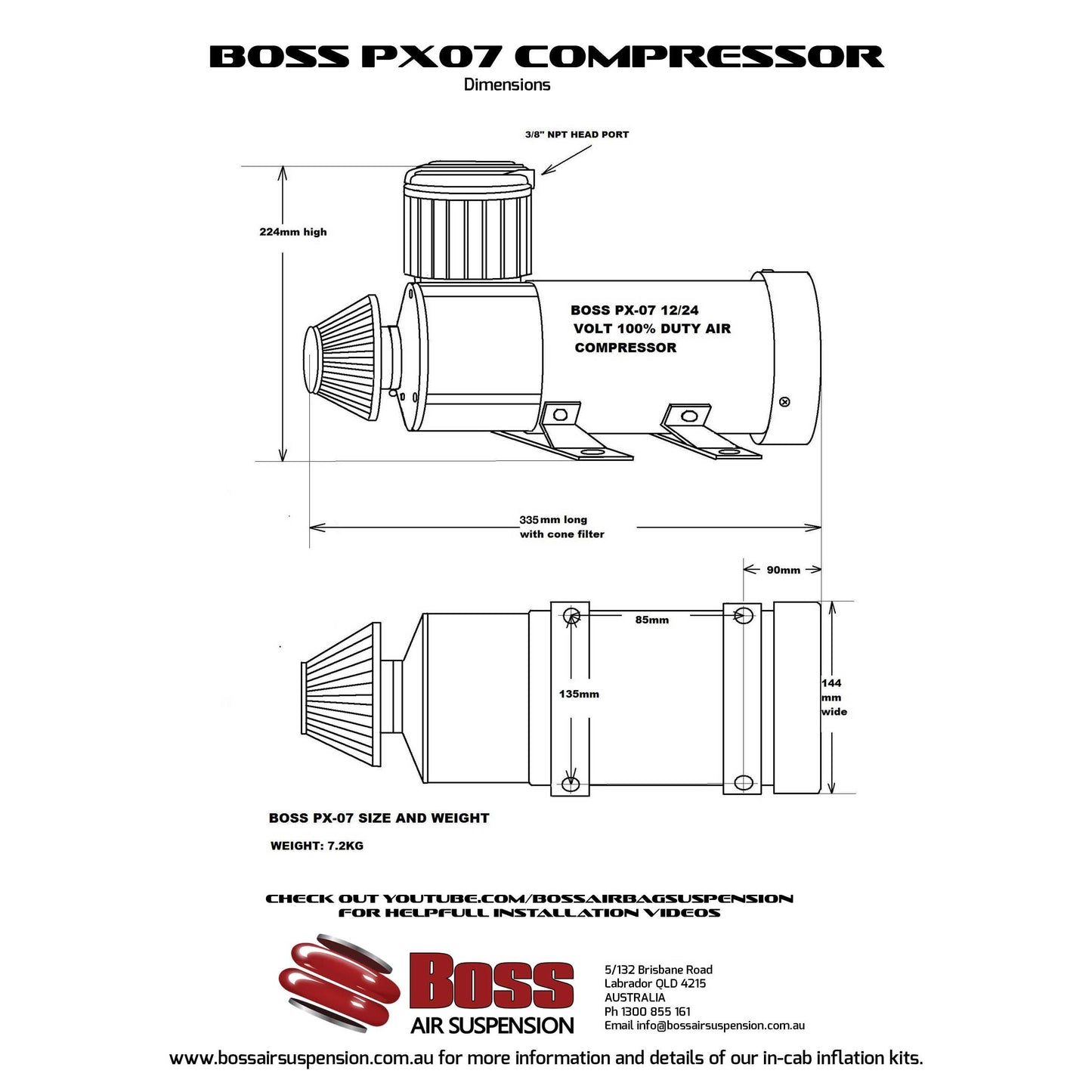 24 Volt Air Compressor PX-07 Clearance - Boss Air Suspension