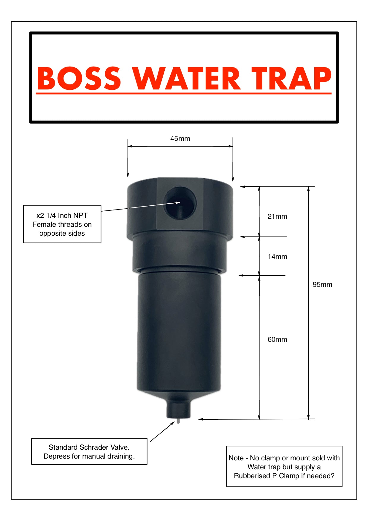 ALUMINIUM WATER TRAP BLACK - Boss Air Suspension