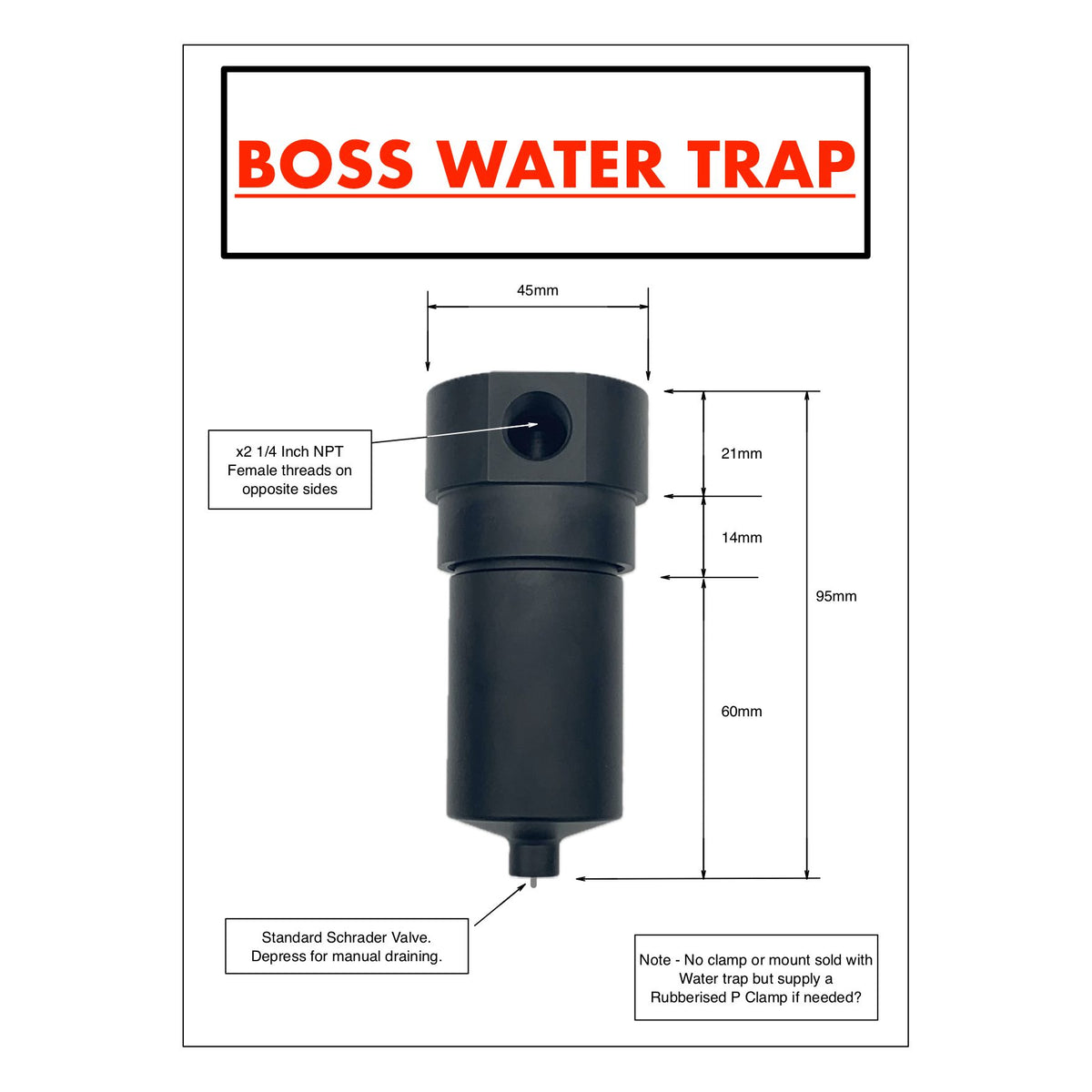 ALUMINIUM WATER TRAP BLACK - Boss Air Suspension