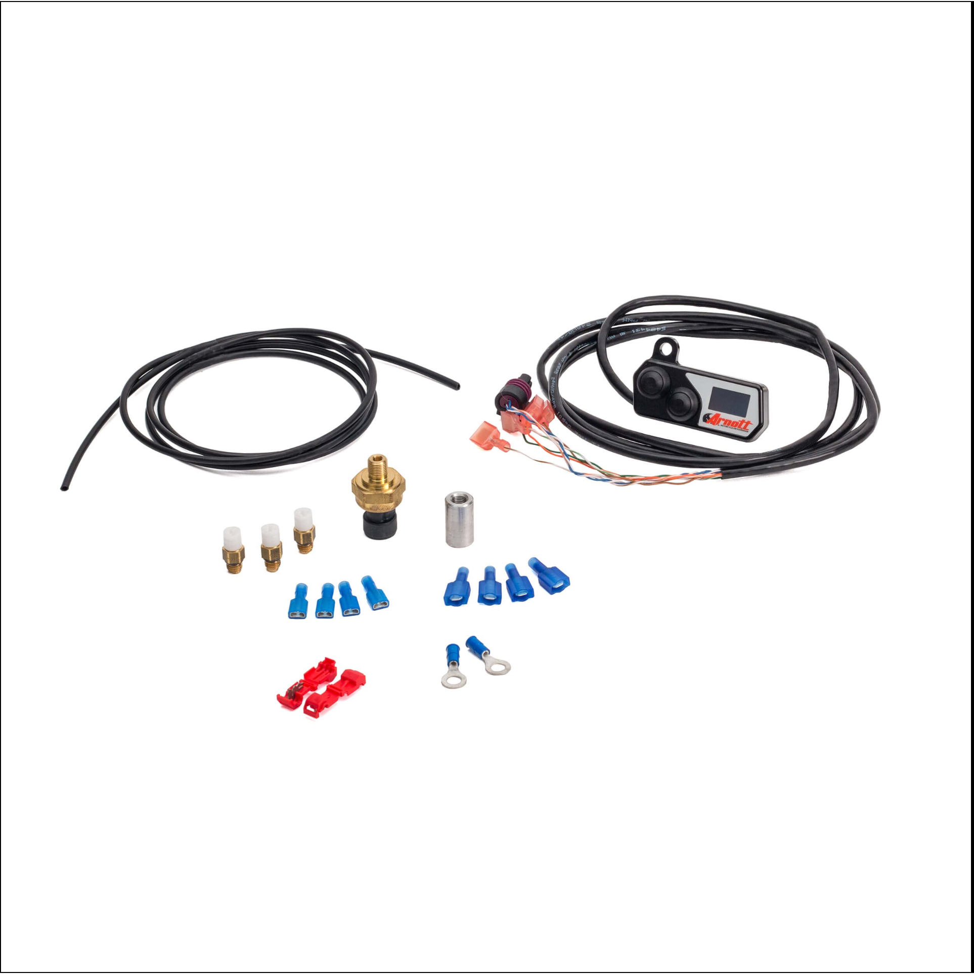 Handlebar-Mounted Push Button Controller w/LED Pressure Gauge - Black - Boss Air Suspension