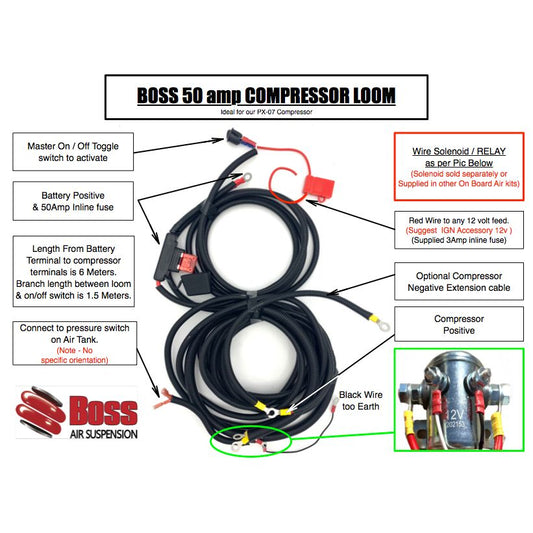 50amp Onboard Air Wiring loom - Boss Air Suspension