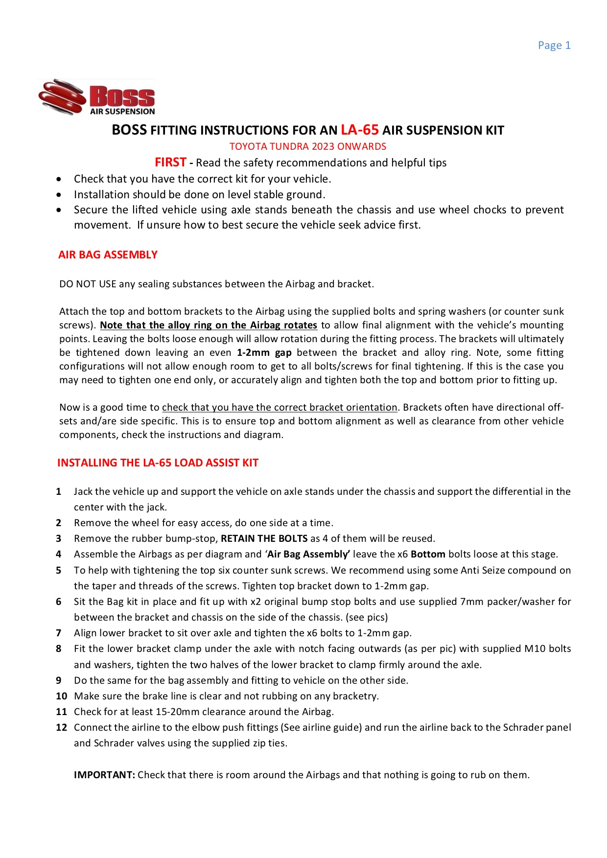 Load Assist Kit for Toyota Tundra 2023+ | up to 2 inch lift